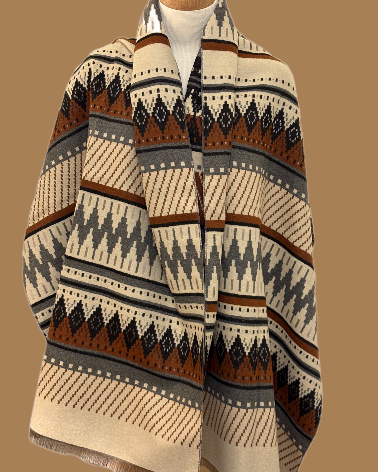 Brown and Grey Cashmere Shawl