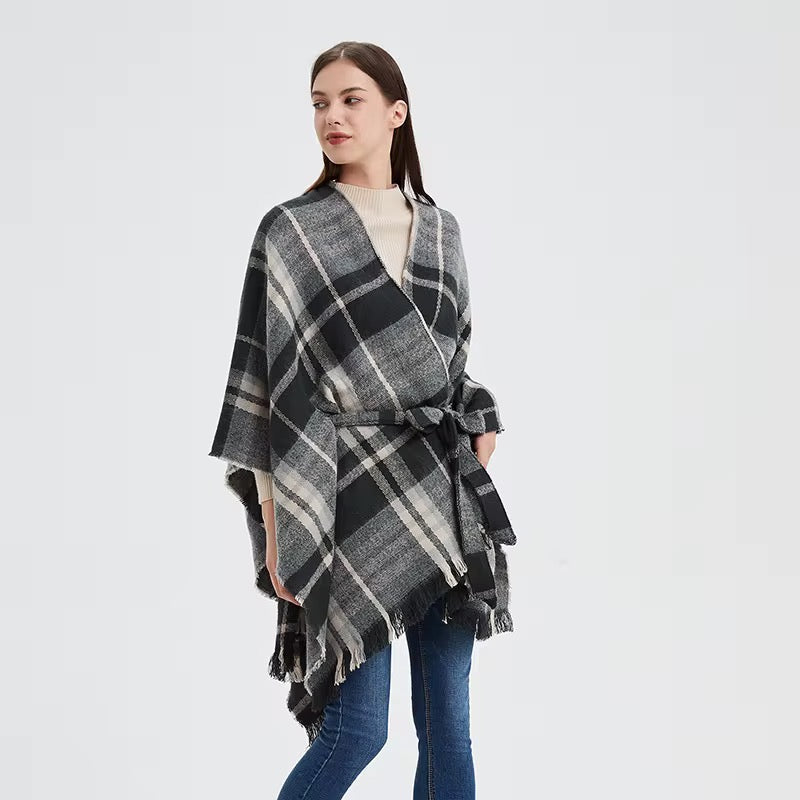 Extra Loose Black and Grey Poncho