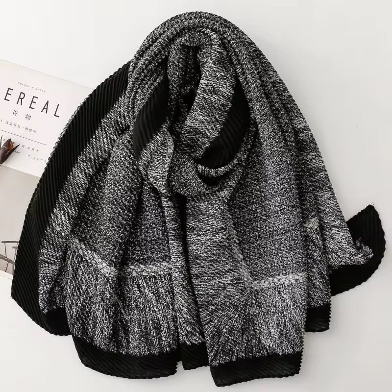 Black Crinkle Viscose Scarf