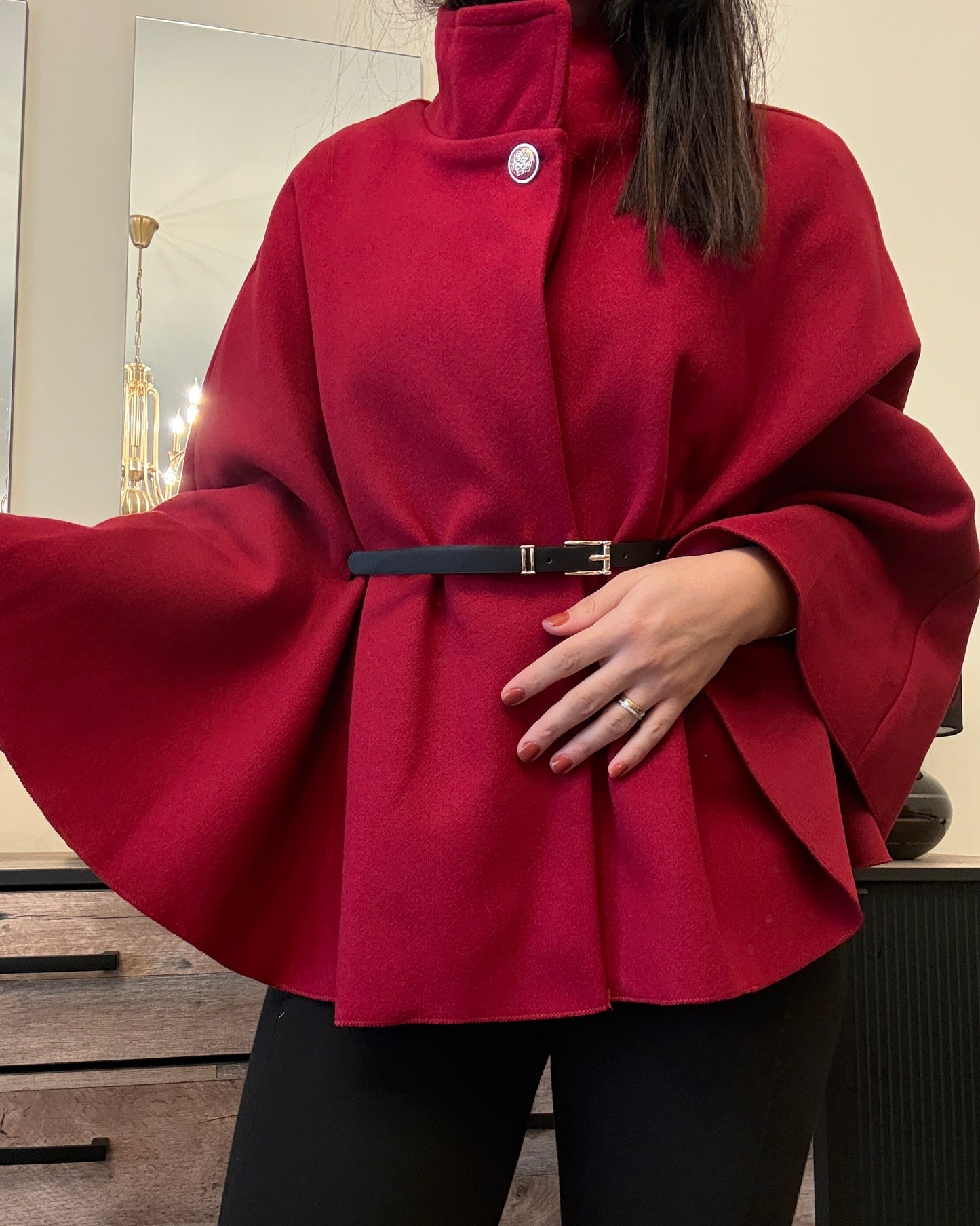 Bat Sleeve Buttoned Cape
