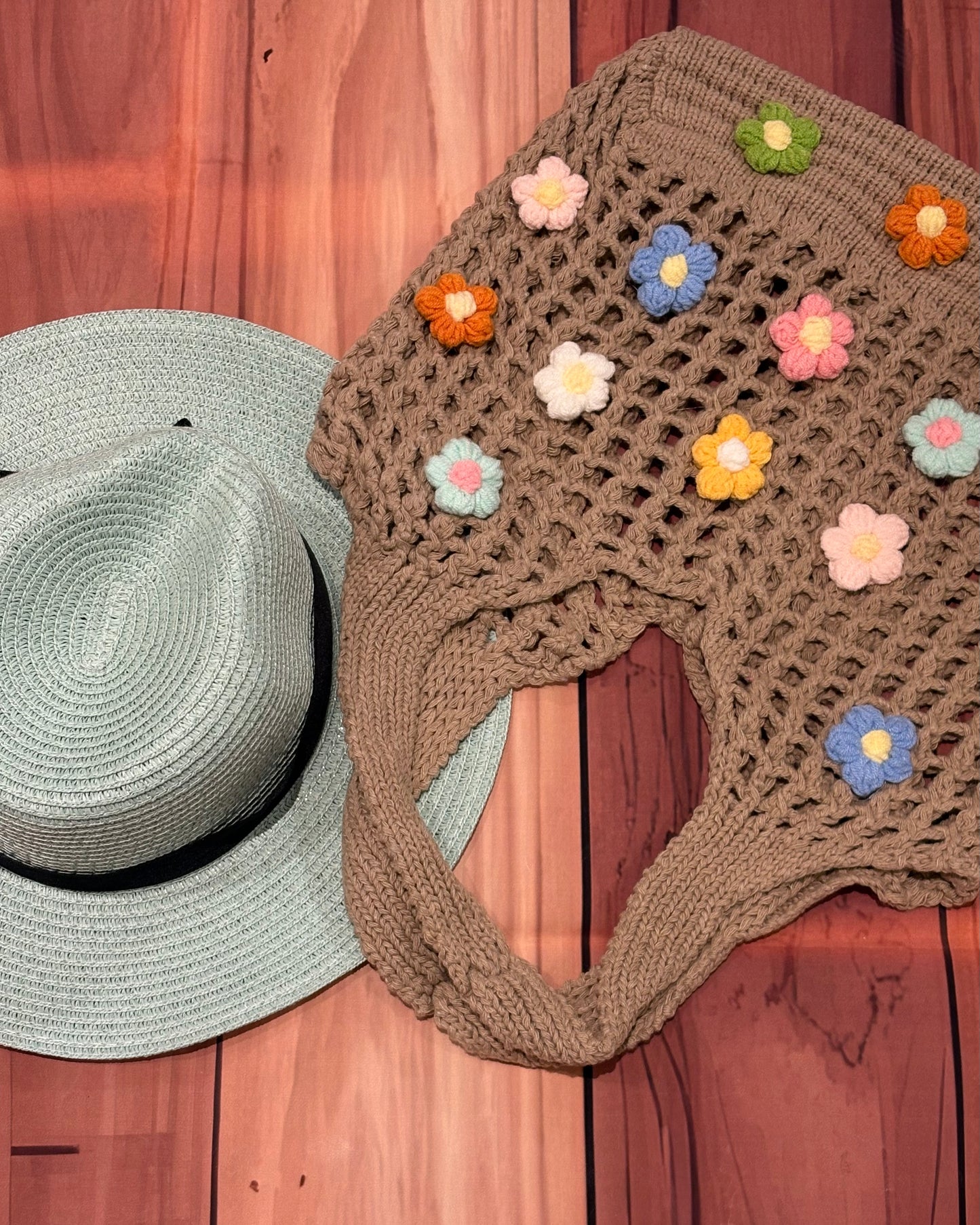 Woven Floral Shoulder Bag