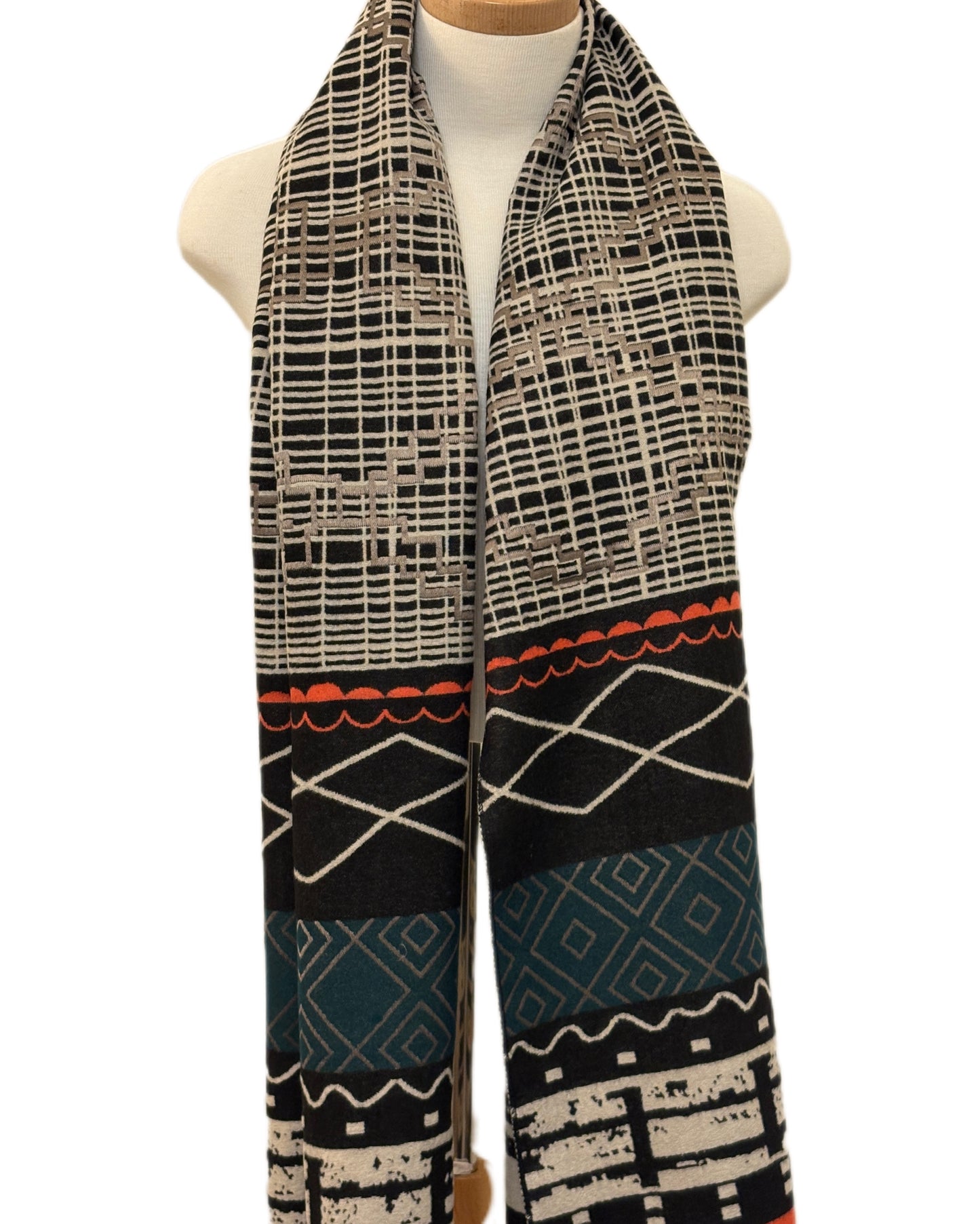 Green and Black Cashmere Shawl