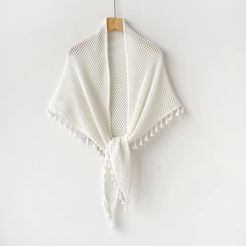 White Shoulder Crochet Scarf
