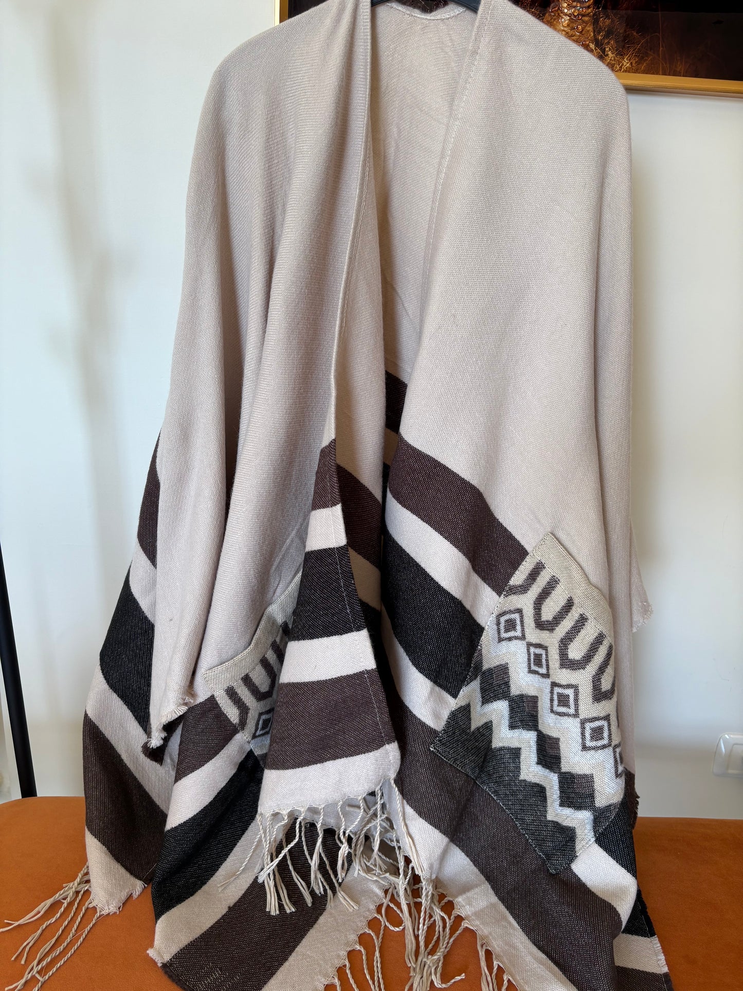 Wool Poncho with Pockets