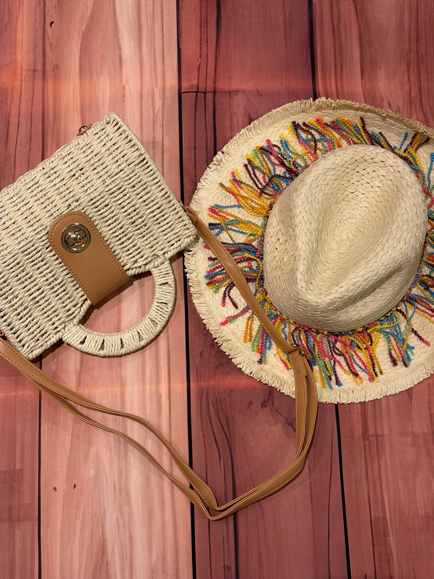 Beige Straw Small Bag