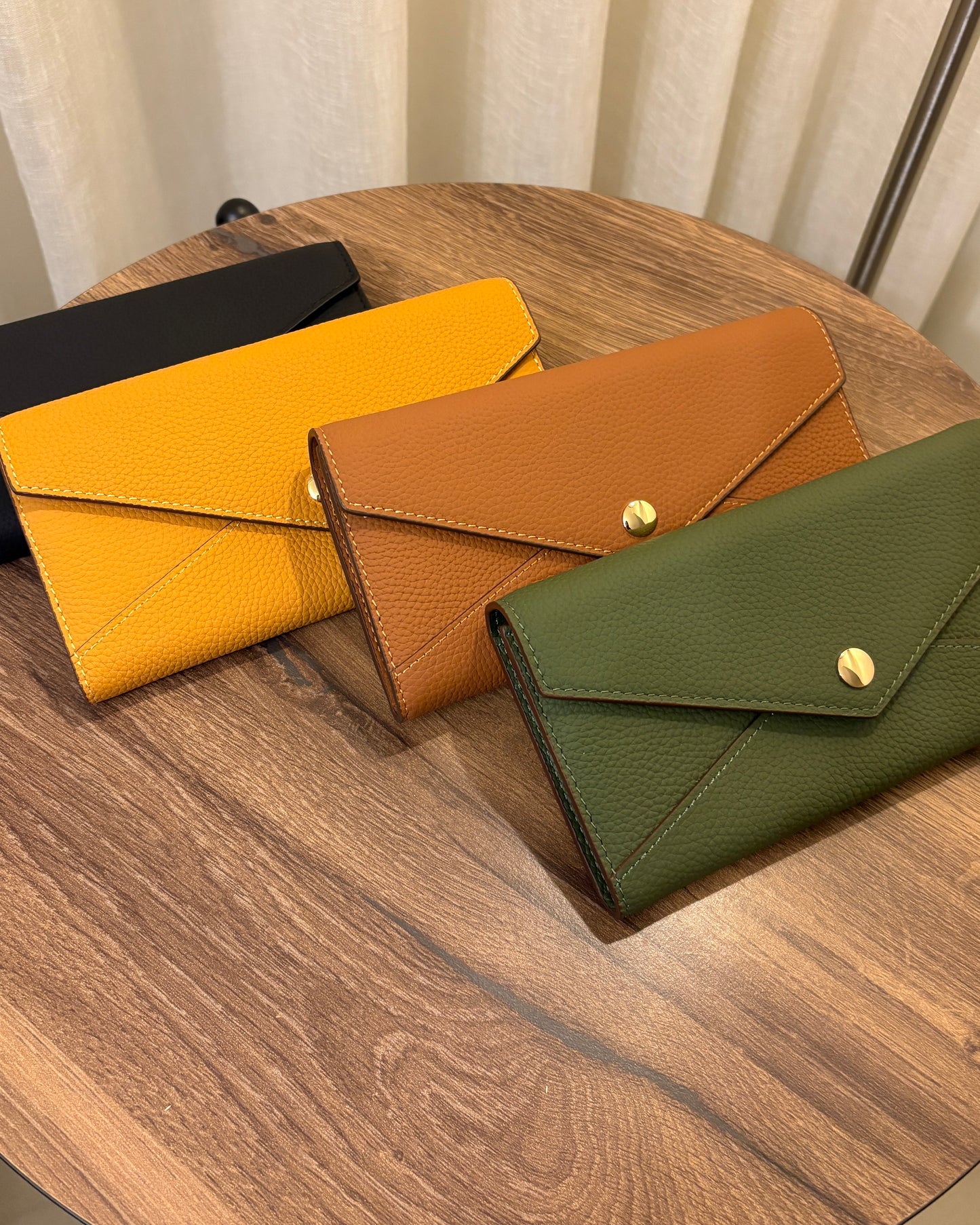 Genuine Leather Black Long Wallet