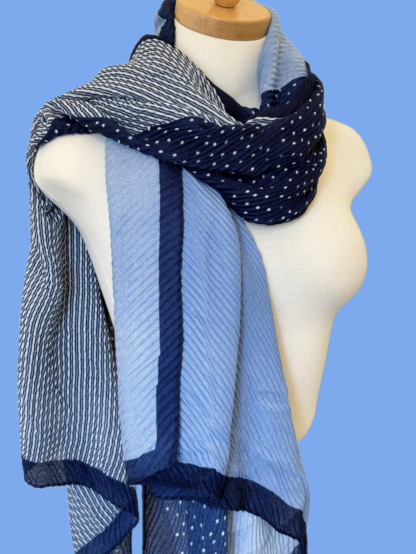 Blue Crinkle Viscose Scarf