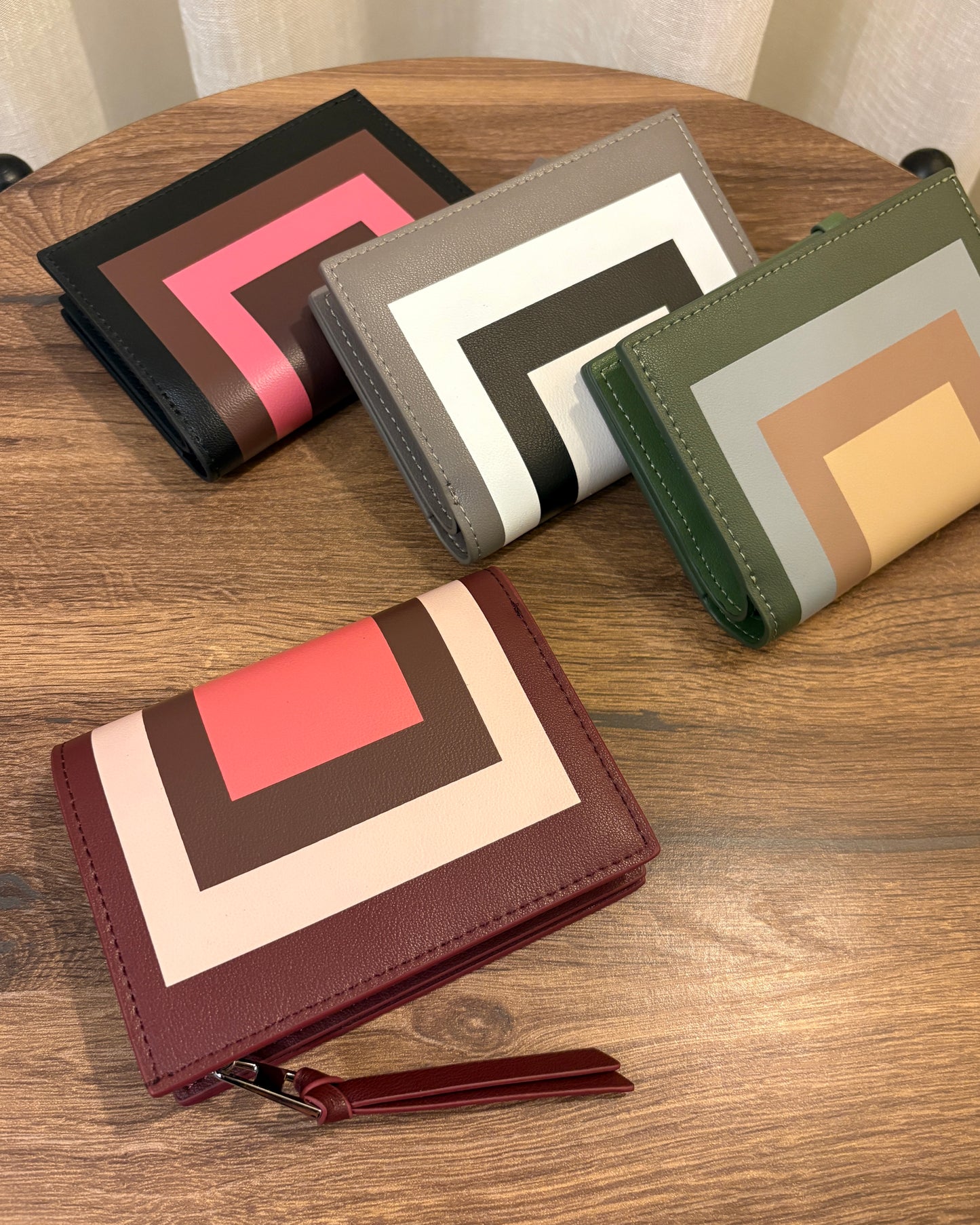 Genuine Leather Green Short Wallet