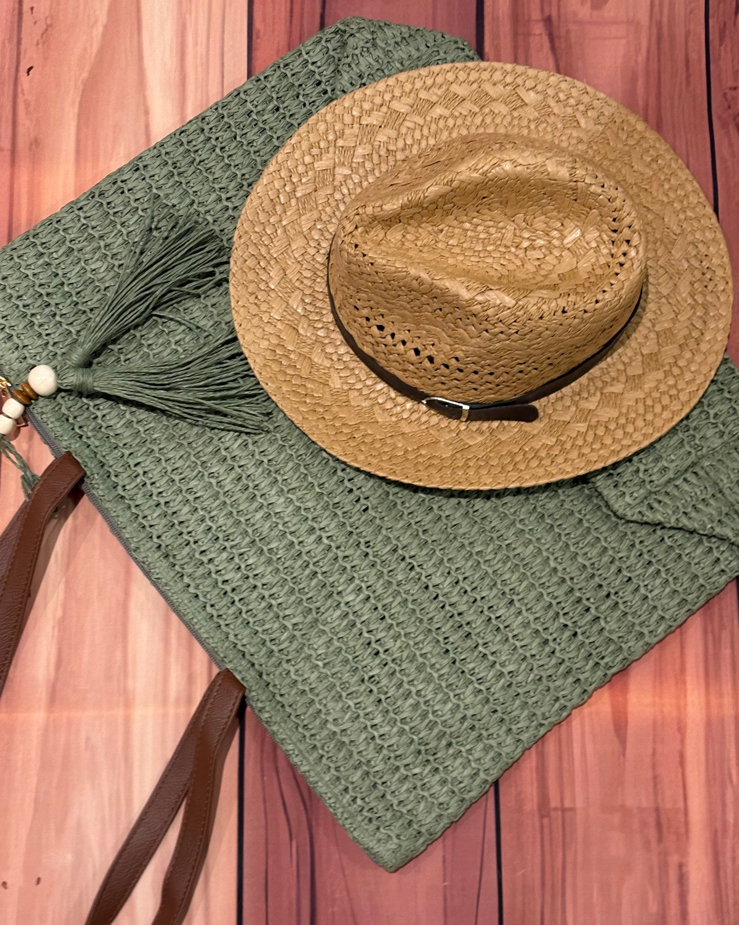Green Large Straw Bag