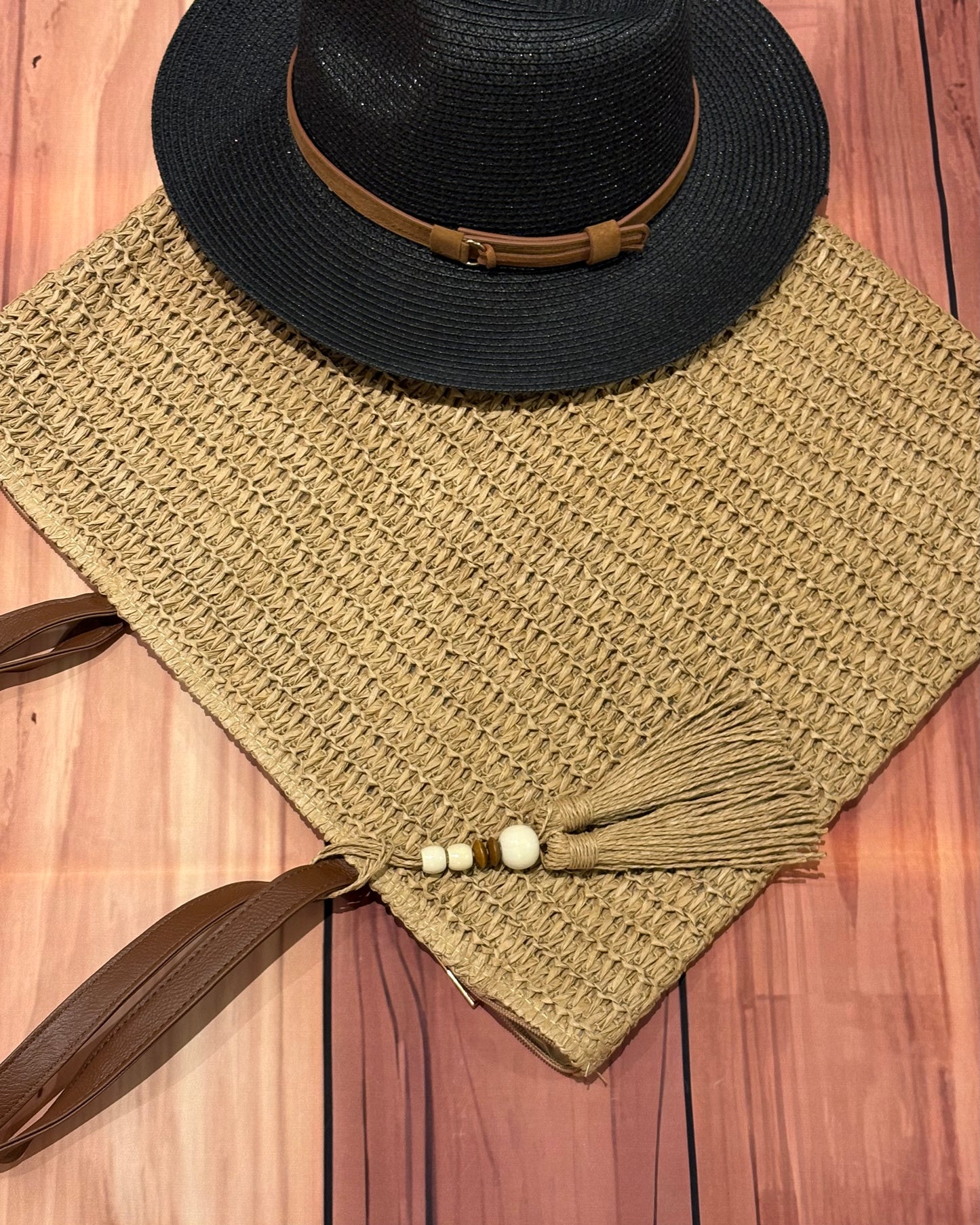 Beige Large Straw Bag