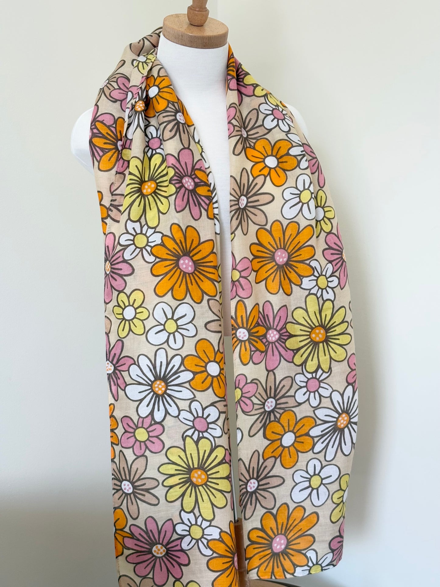 Floral Print Cotton Scarf