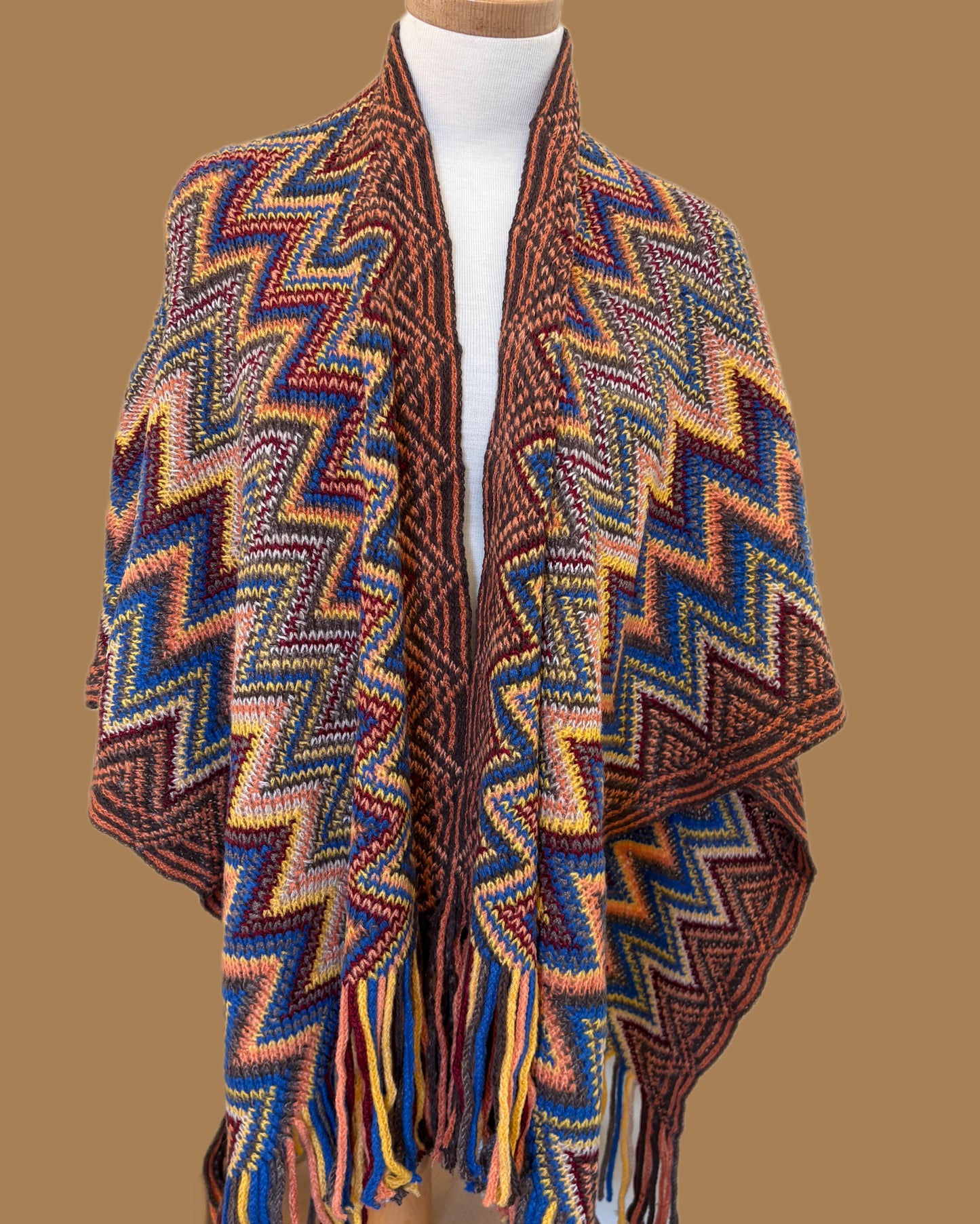 Thick Wool Brown Poncho