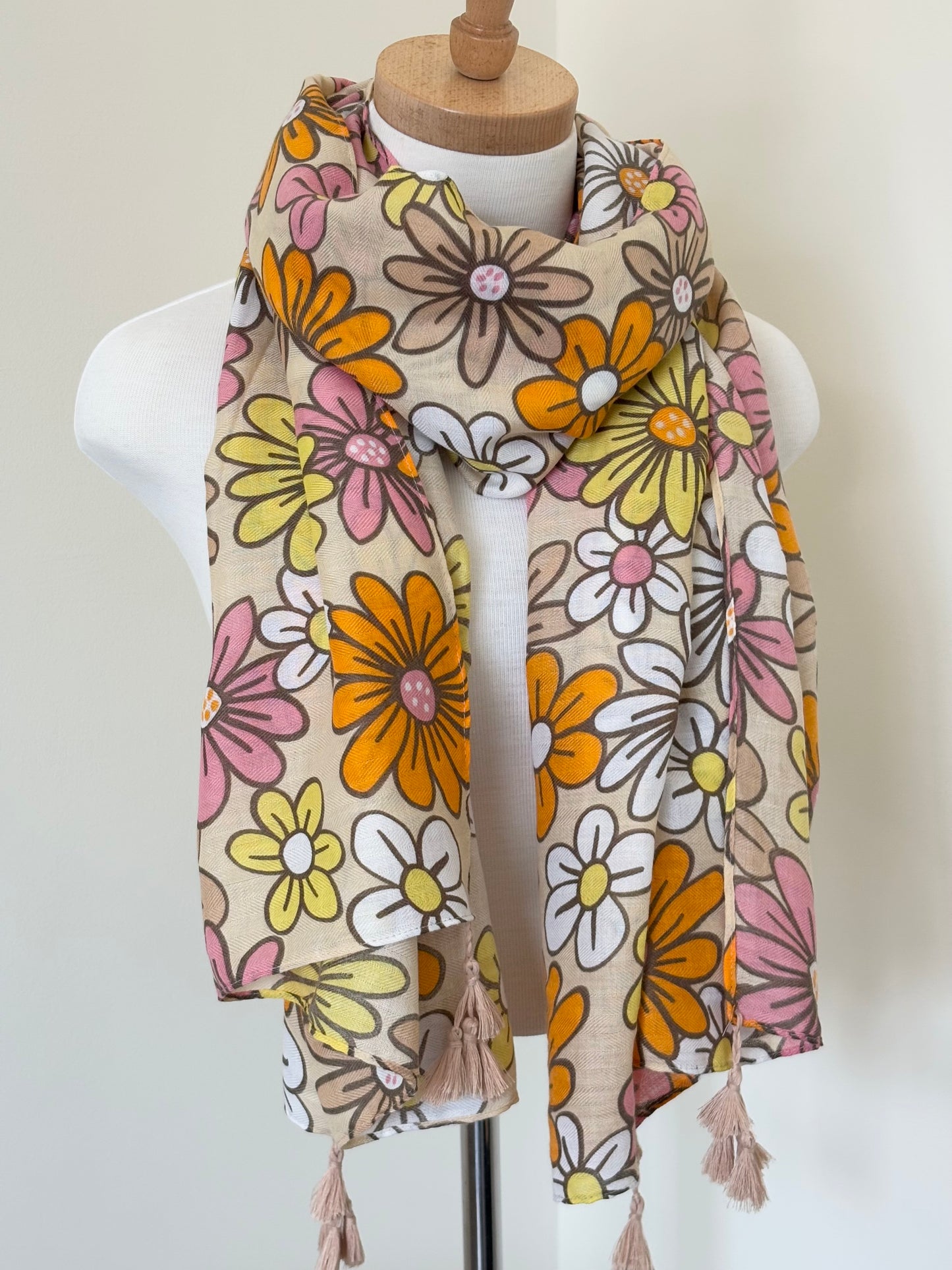 Floral Print Cotton Scarf