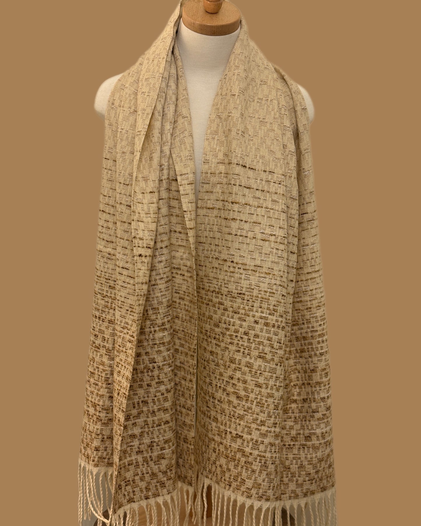 Beige Wool and Acrylic Shawl