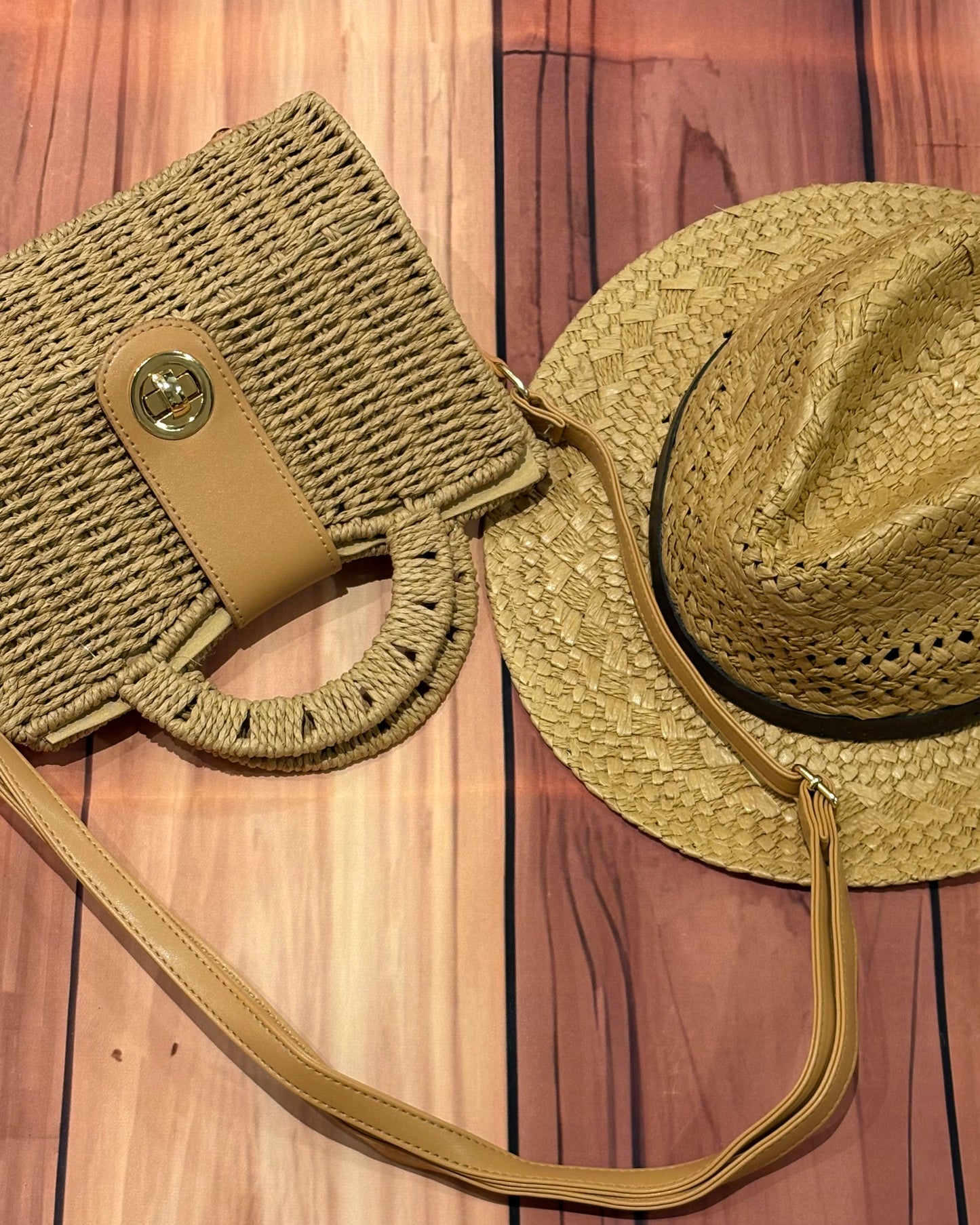 Dark Beige Straw Small Bag