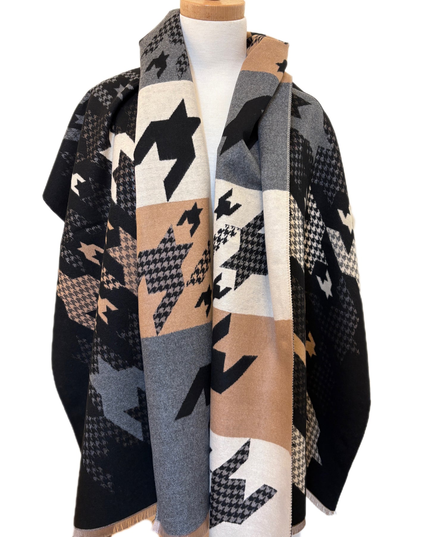 Pieds de Poule Cashmere Shawl
