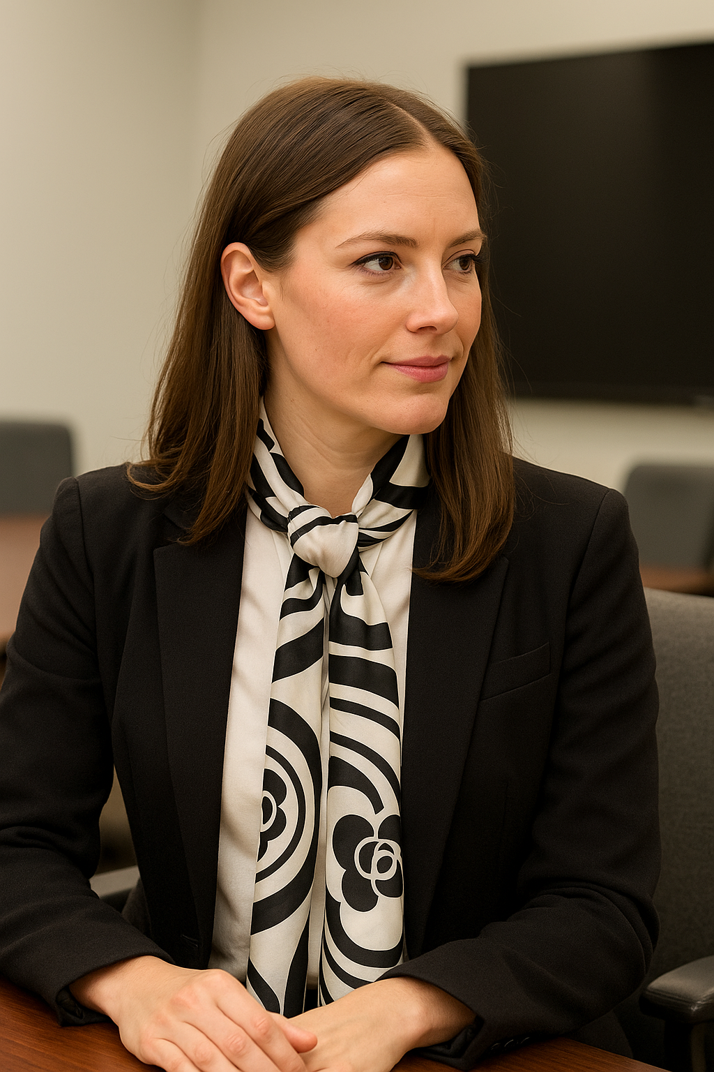 Black and White Silk Neck Scarf
