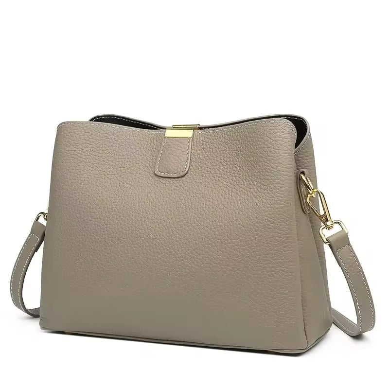Genuine Leather Beige Handbag