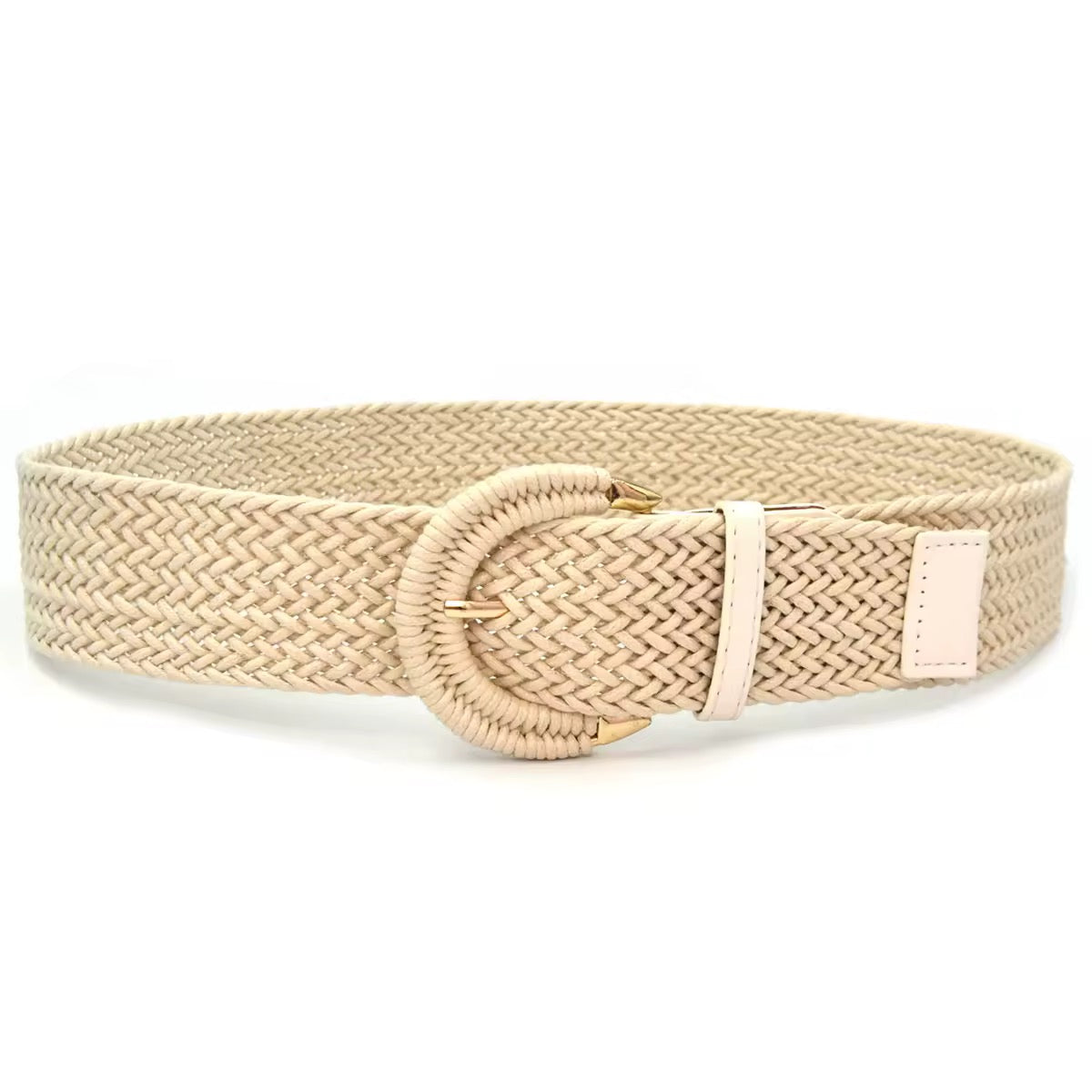Light Beige Braided Elastic Belt