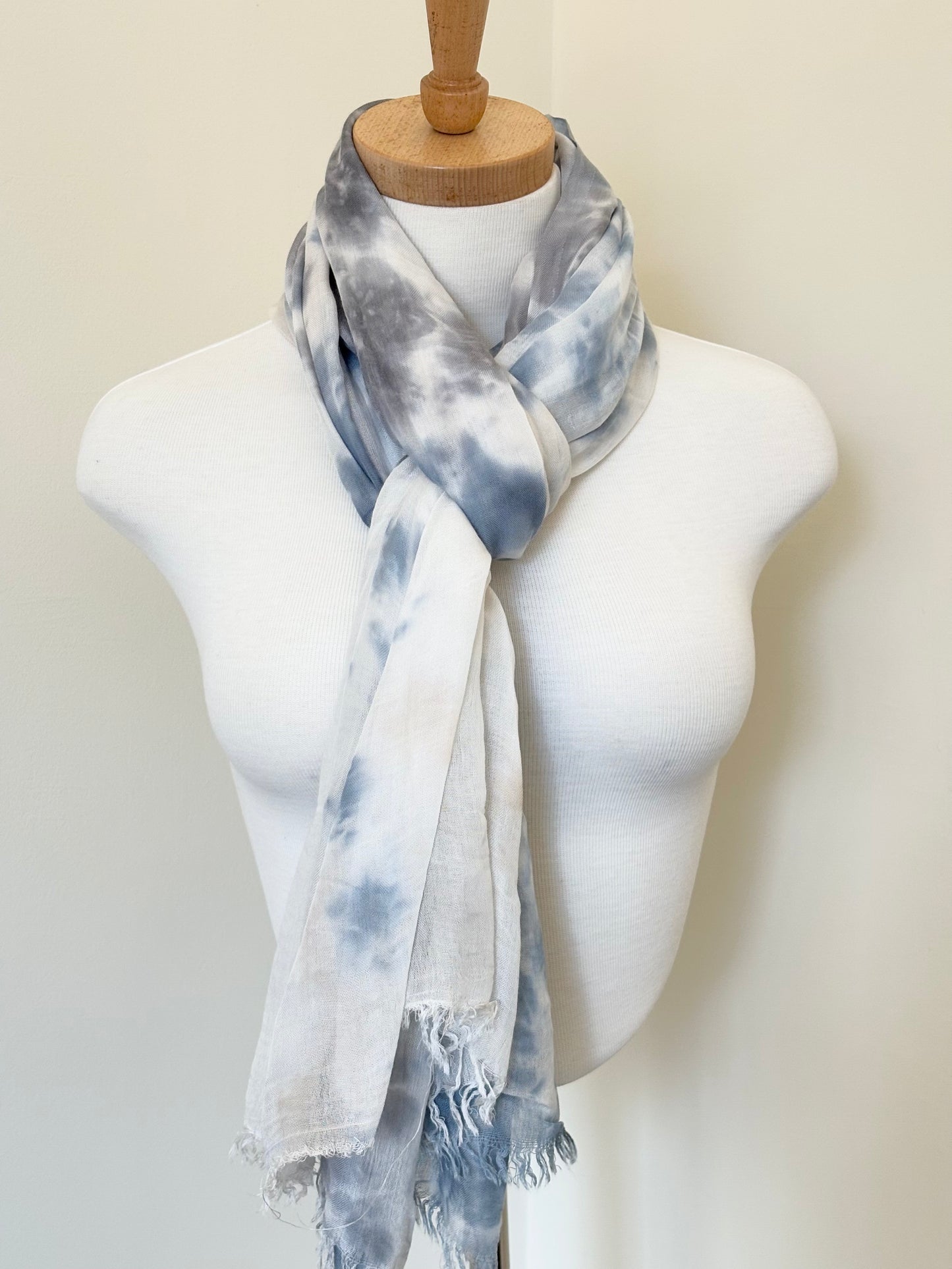 Blue Grey Linen Scarf