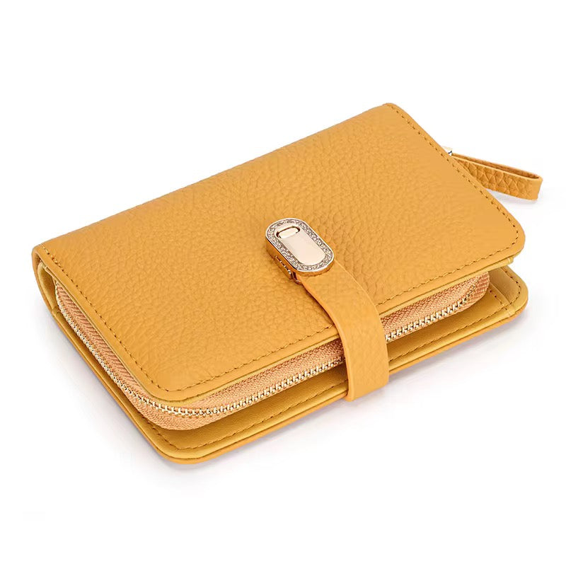 Genuine Leather Yellow Medium Wallet