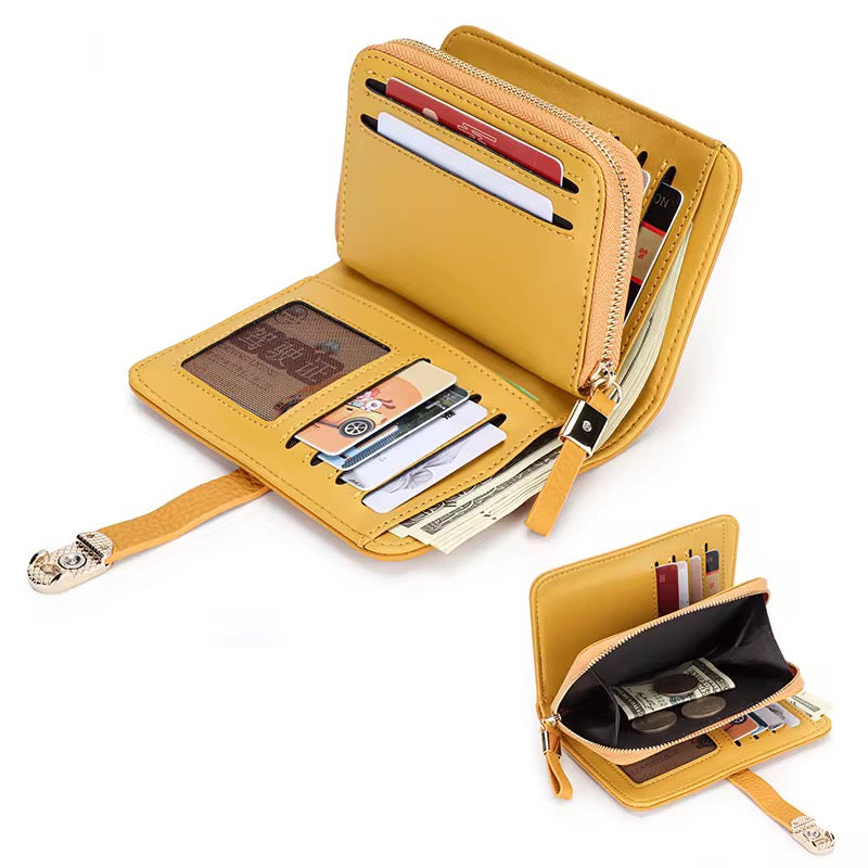 Genuine Leather Yellow Medium Wallet