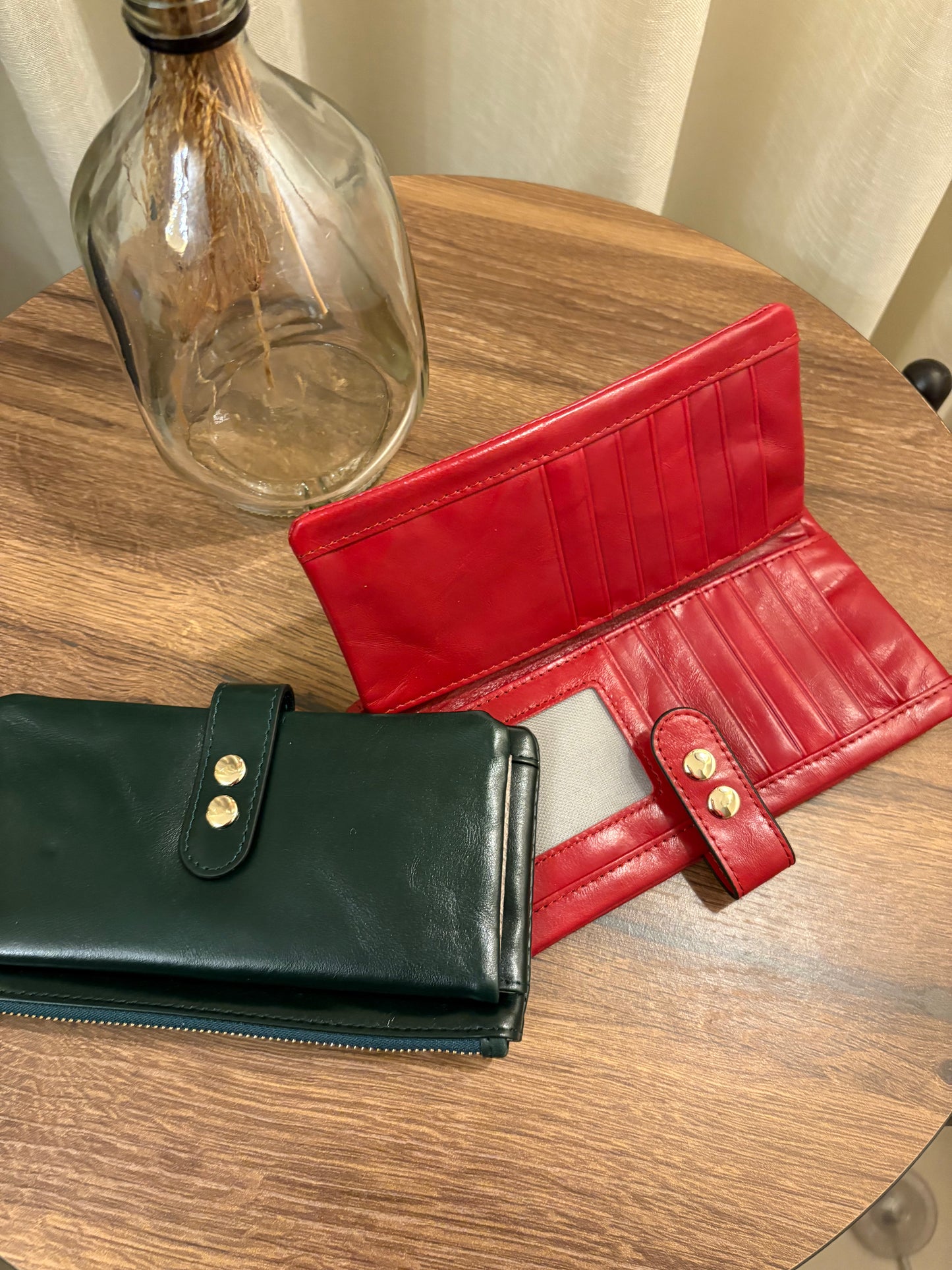 Genuine Leather Slim Glossy Red Wallet