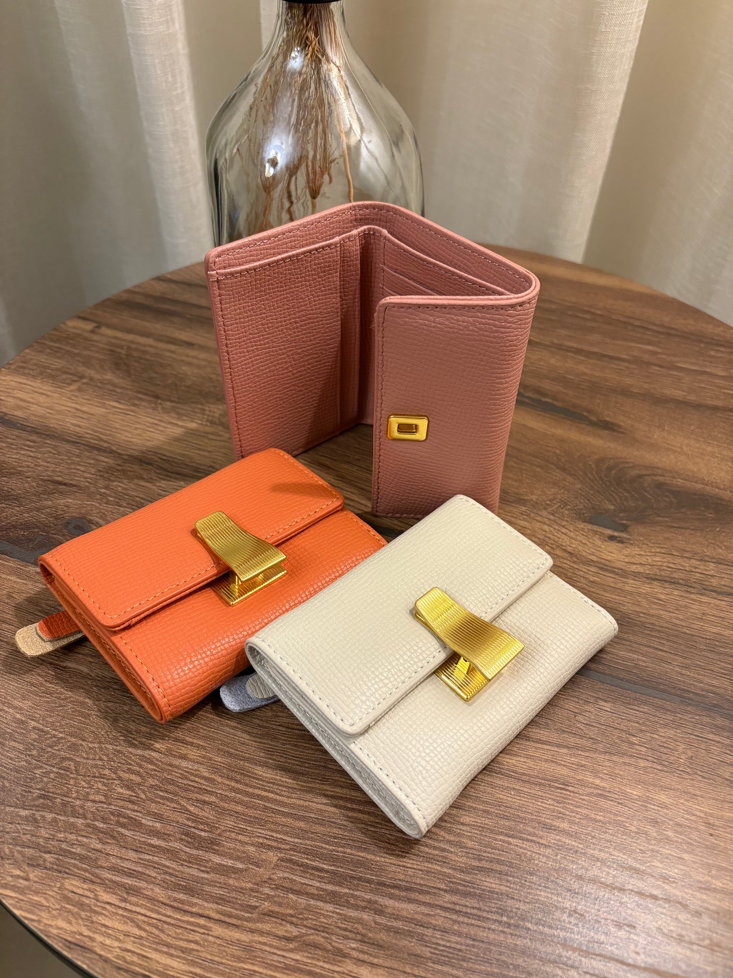 Genuine Leather Orange Mini Wallet