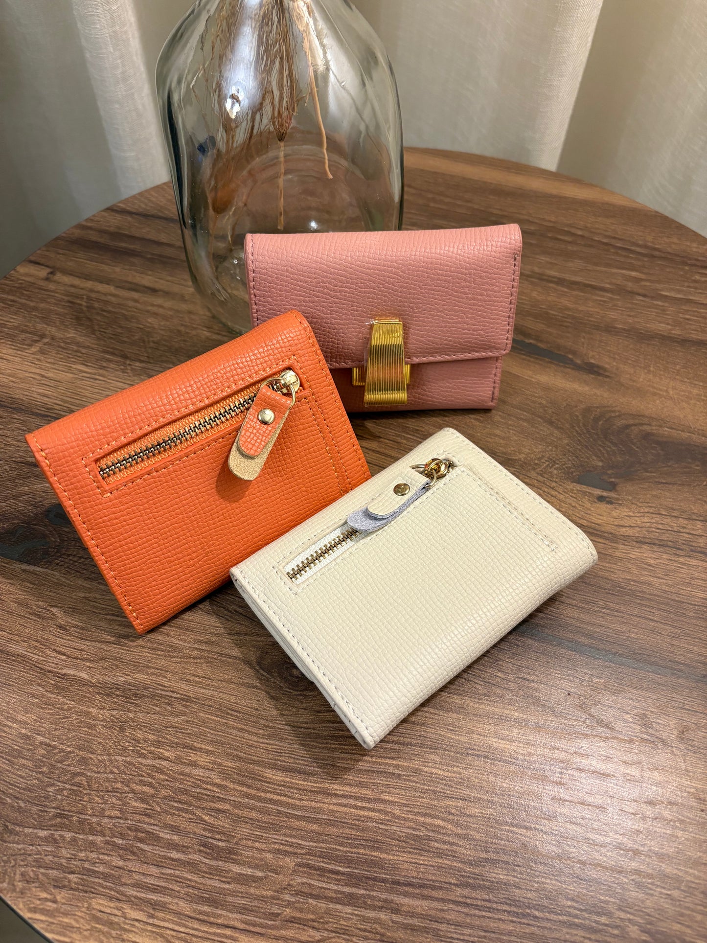 Genuine Leather Pink Mini Wallet