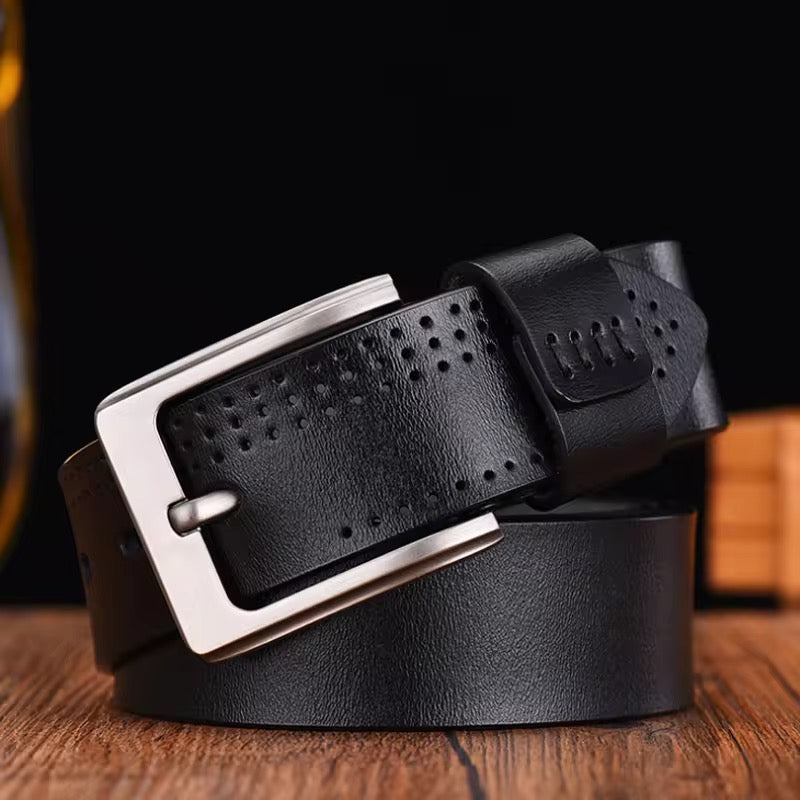 Genuine Leather Thick Black Belt