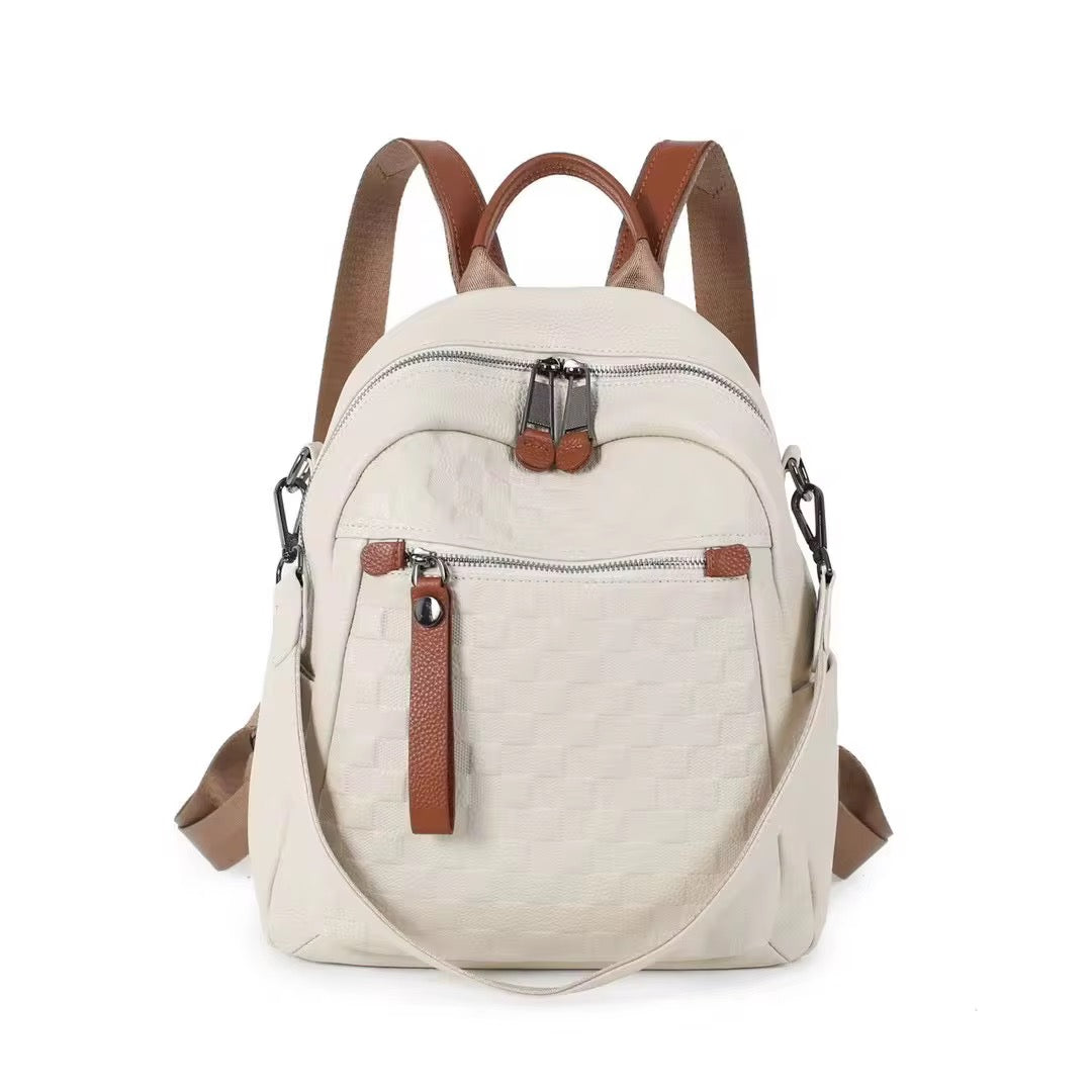 Genuine Leather Large White Backpack