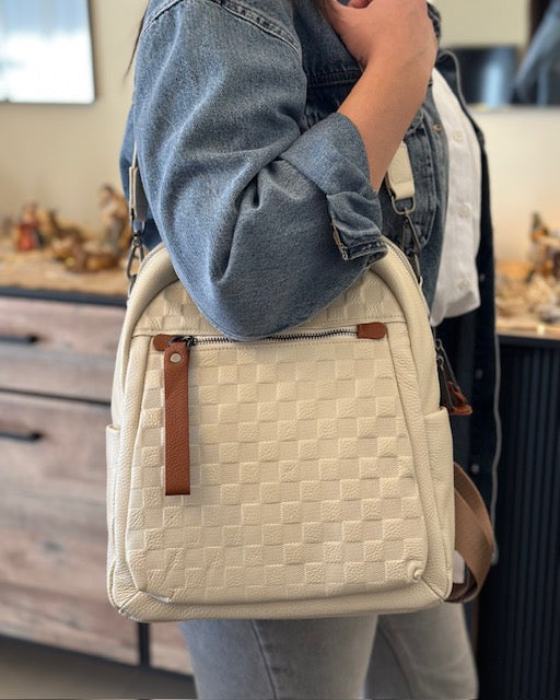 Genuine Leather Large White Backpack