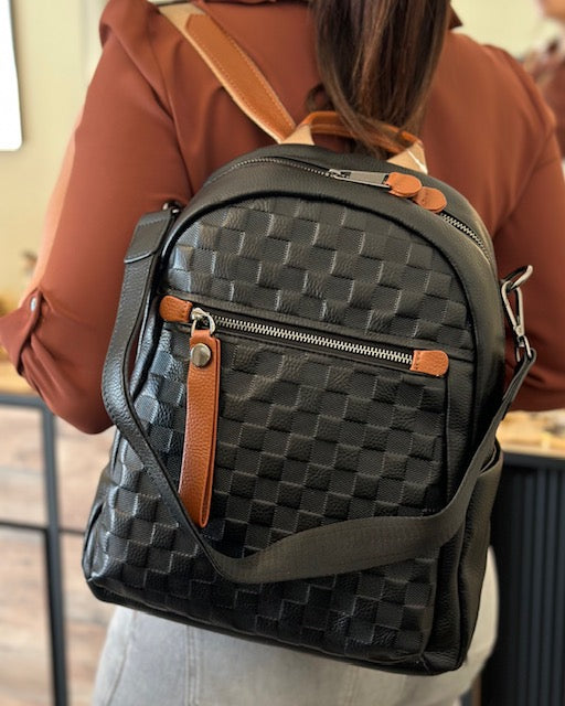 Genuine Leather Large Black Backpack