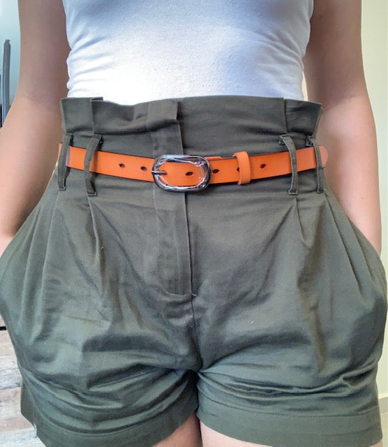 Genuine Leather Belt with Black Buckle