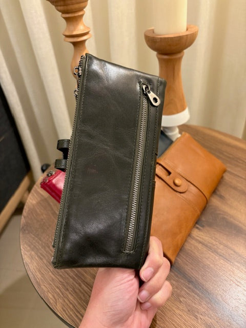 Genuine Leather Long Green Wallet