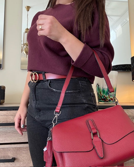Genuine Leather Red Handbag
