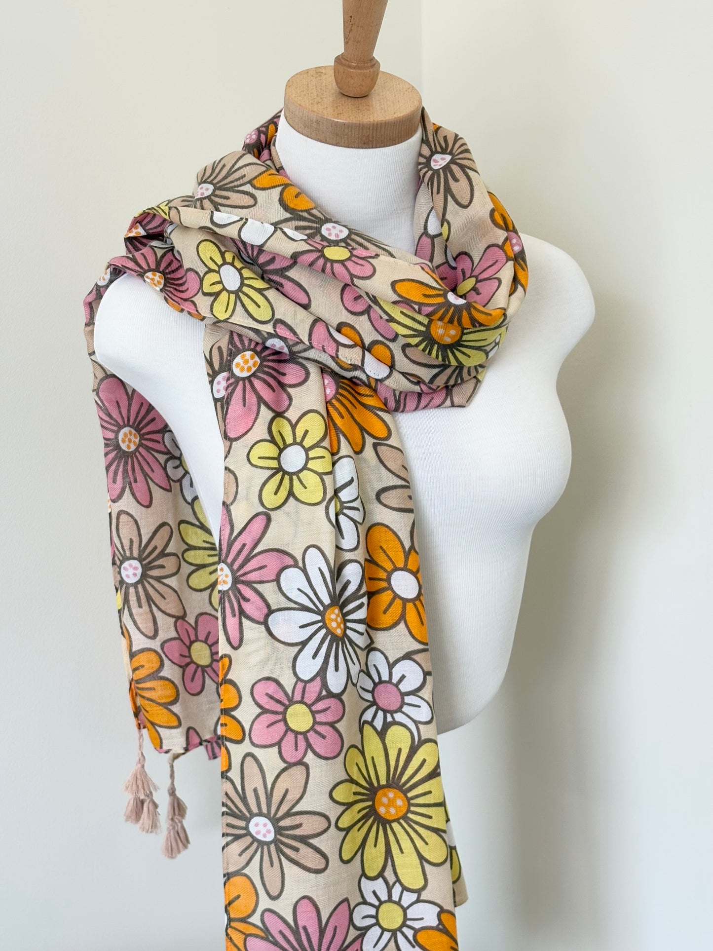 Floral Print Cotton Scarf