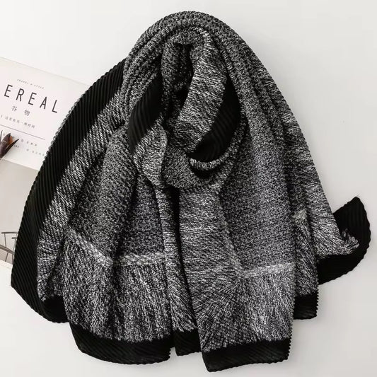 Black Crinkle Viscose Scarf