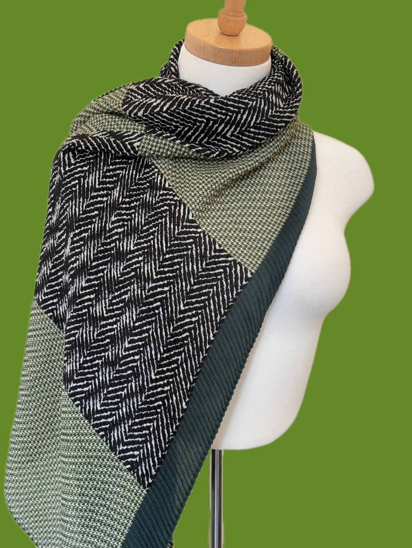 Green Crinkle Viscose Scarf