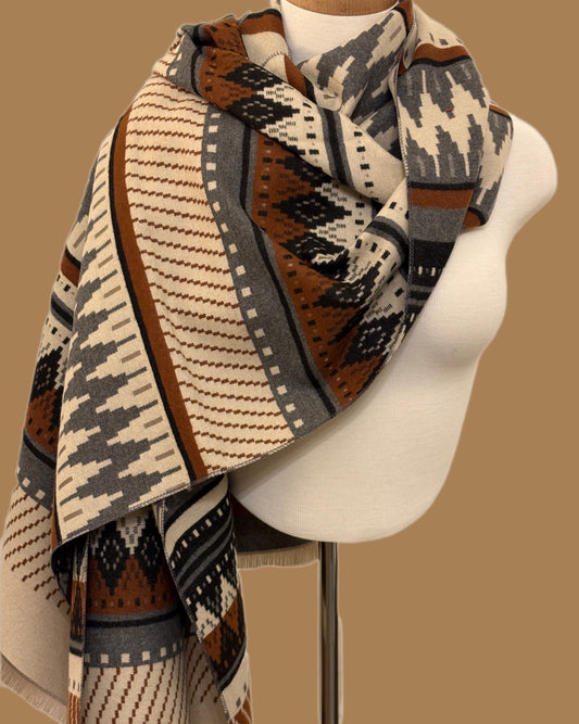 Brown and Grey Cashmere Shawl