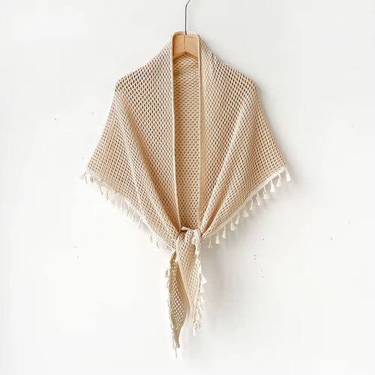 Off White Shoulder Crochet Scarf