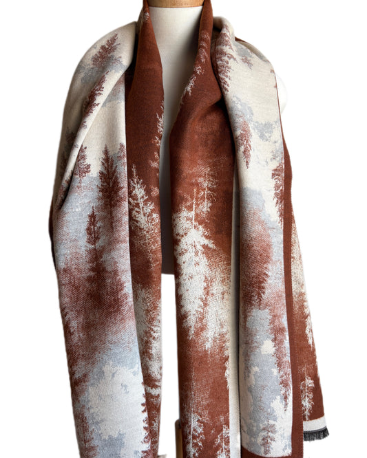 Double face Brown and Beige Cashmere Shawl