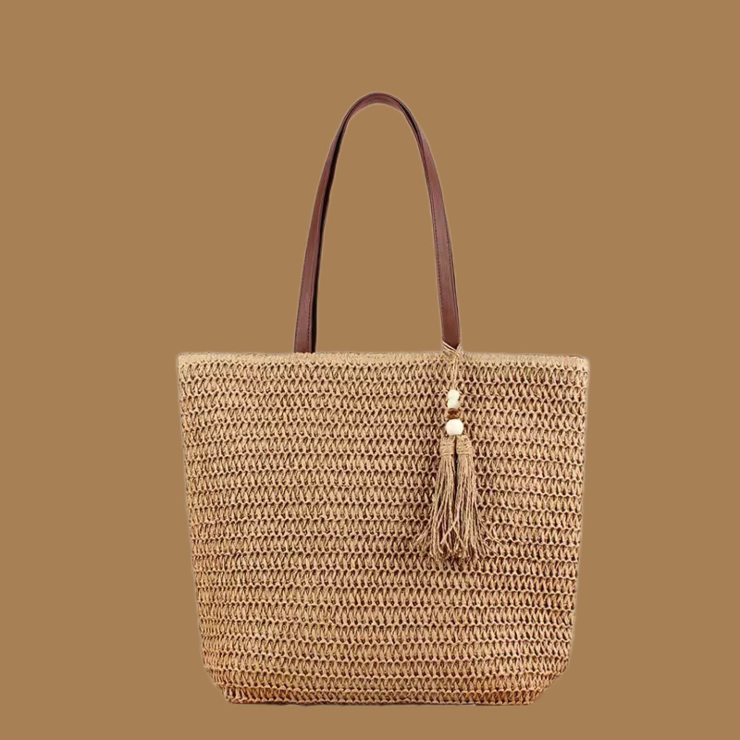 Beige Large Straw Bag