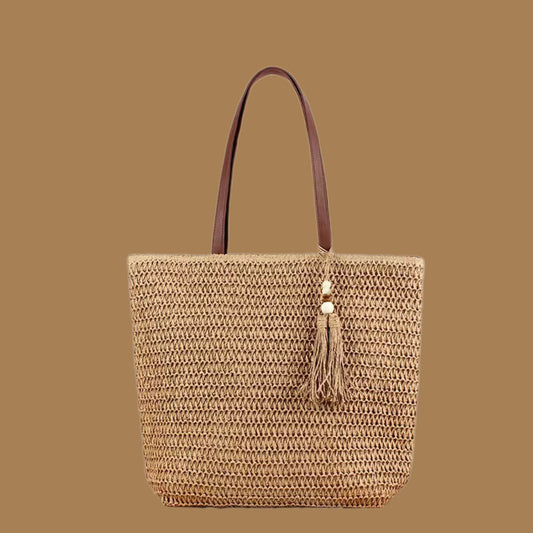 Beige Large Straw Bag