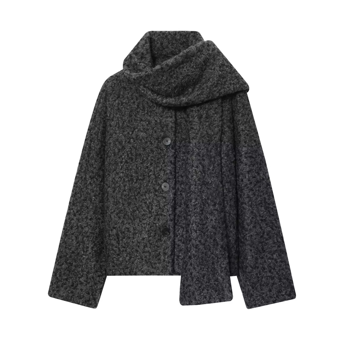 Thick Wool Jacket with Shawl
