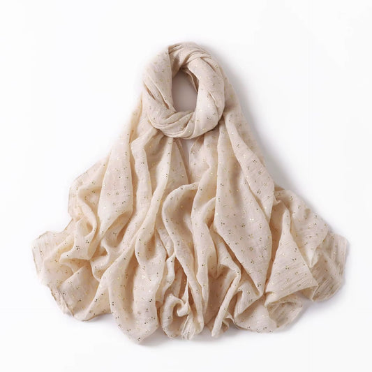 White Scarf with Gold Prints