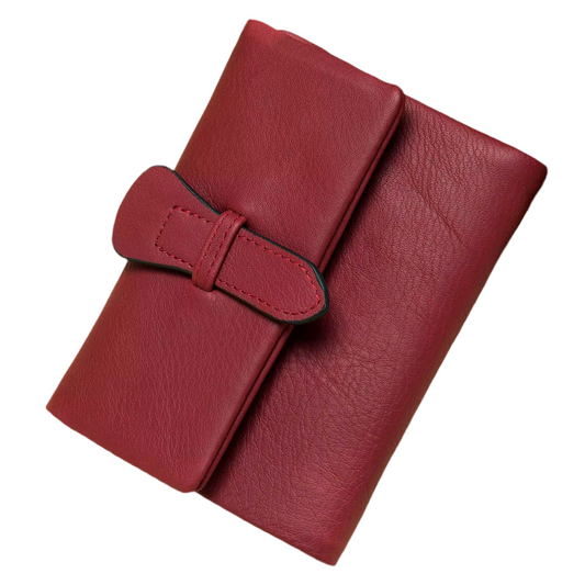 Genuine Leather Short Red Wallet