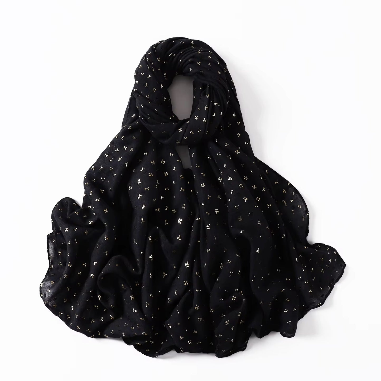 Black Scarf with Gold Prints