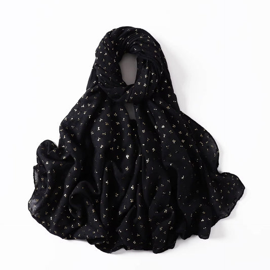 Black Scarf with Gold Prints
