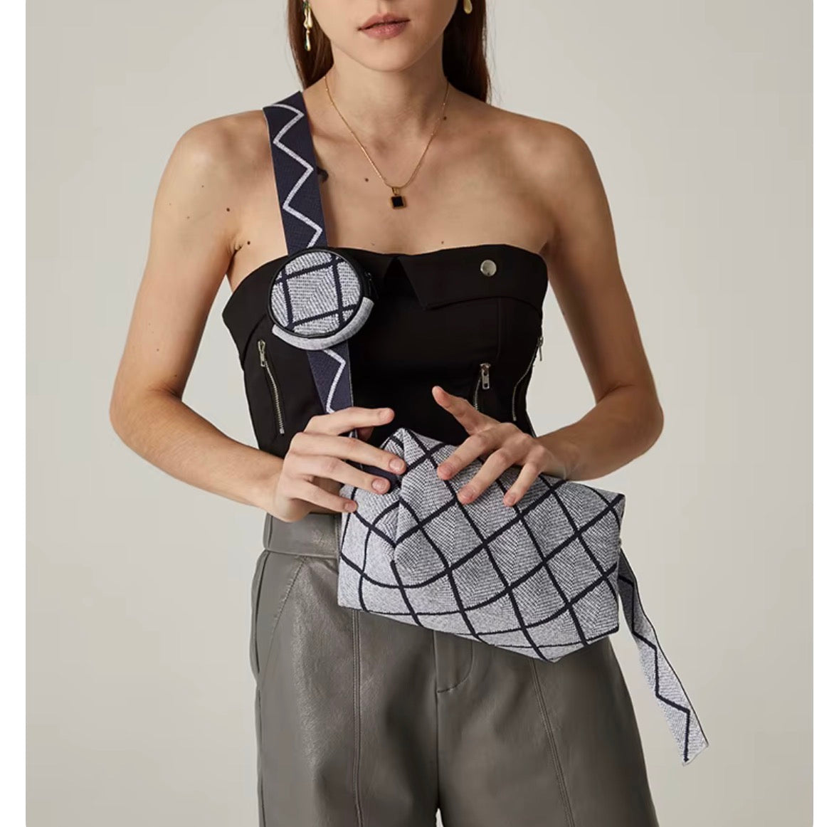 Grey and Navy crossbag
